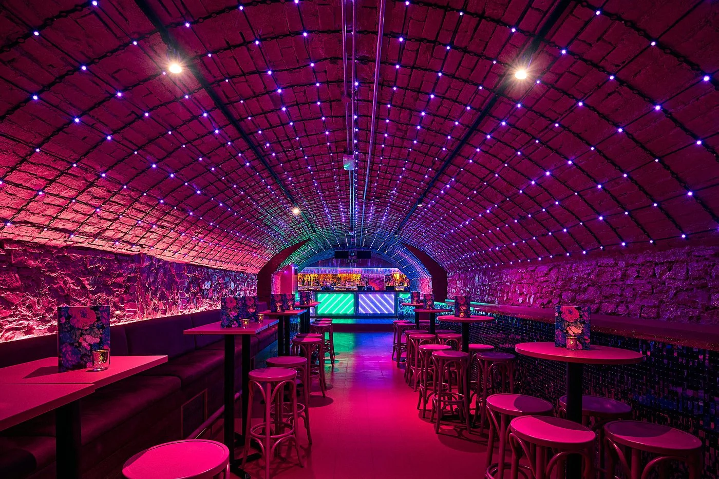 Blame Gloria bar in Bristol lit with pink lights