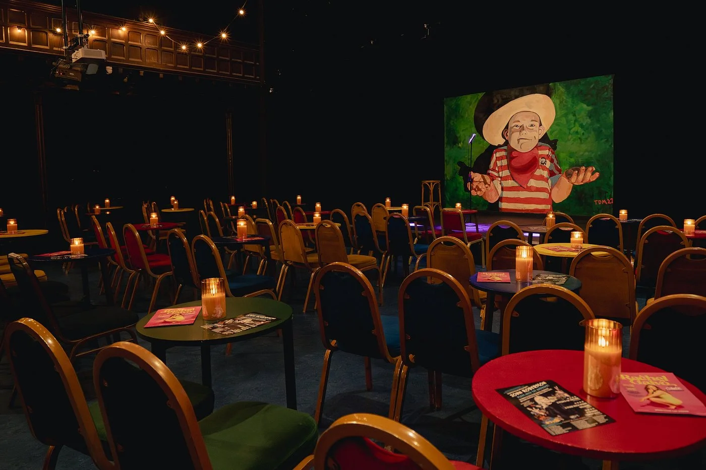 The Stand comedy club in Glasgow, set up for the night
