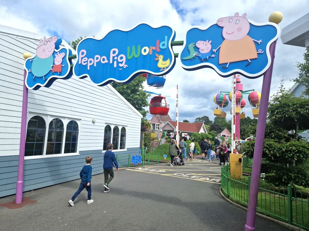Colourful rides at Peppa Pig World, part of Paultons Park near Romsey in Hampshire