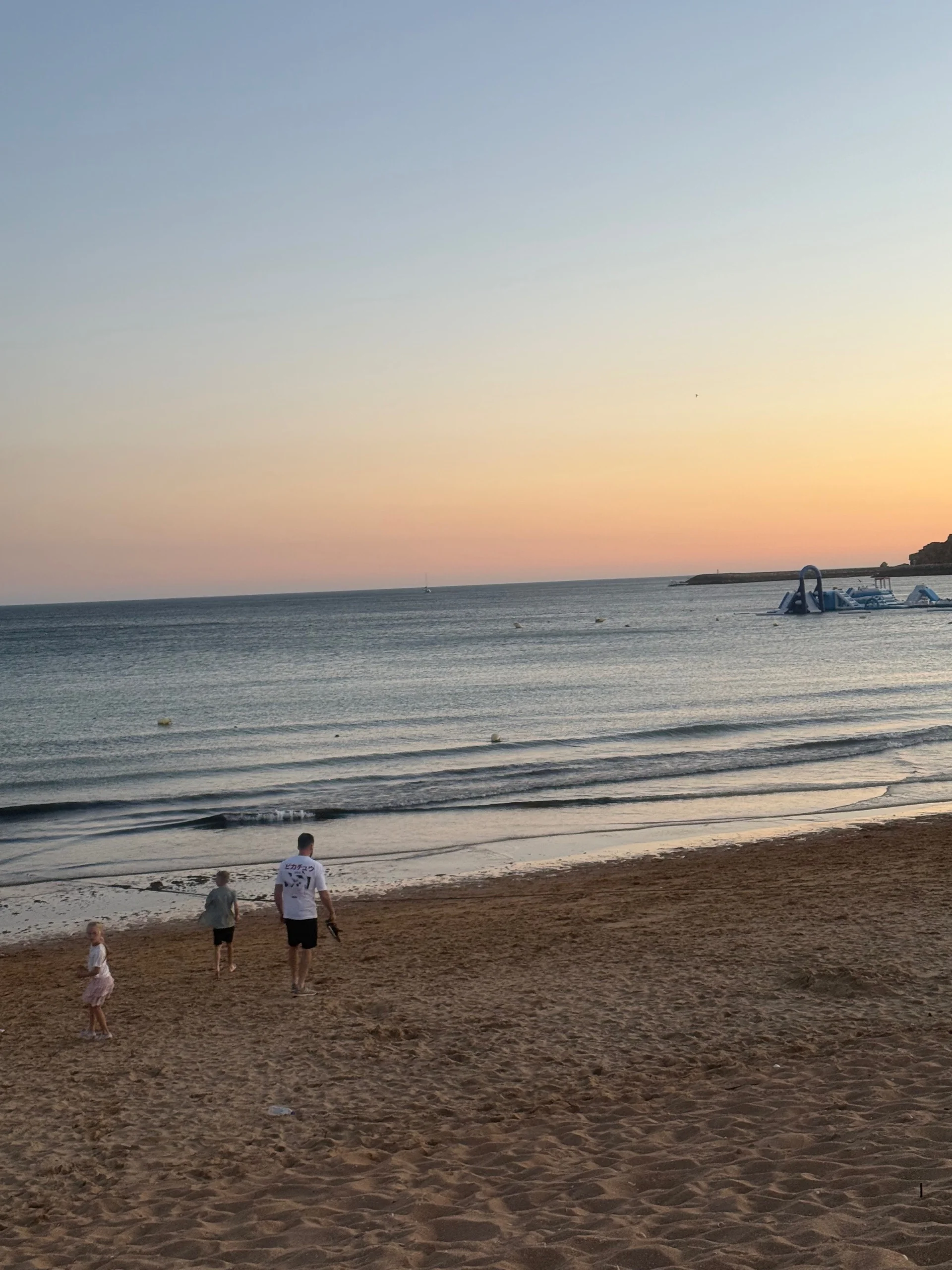 The beach at Albufeira old town at sunset