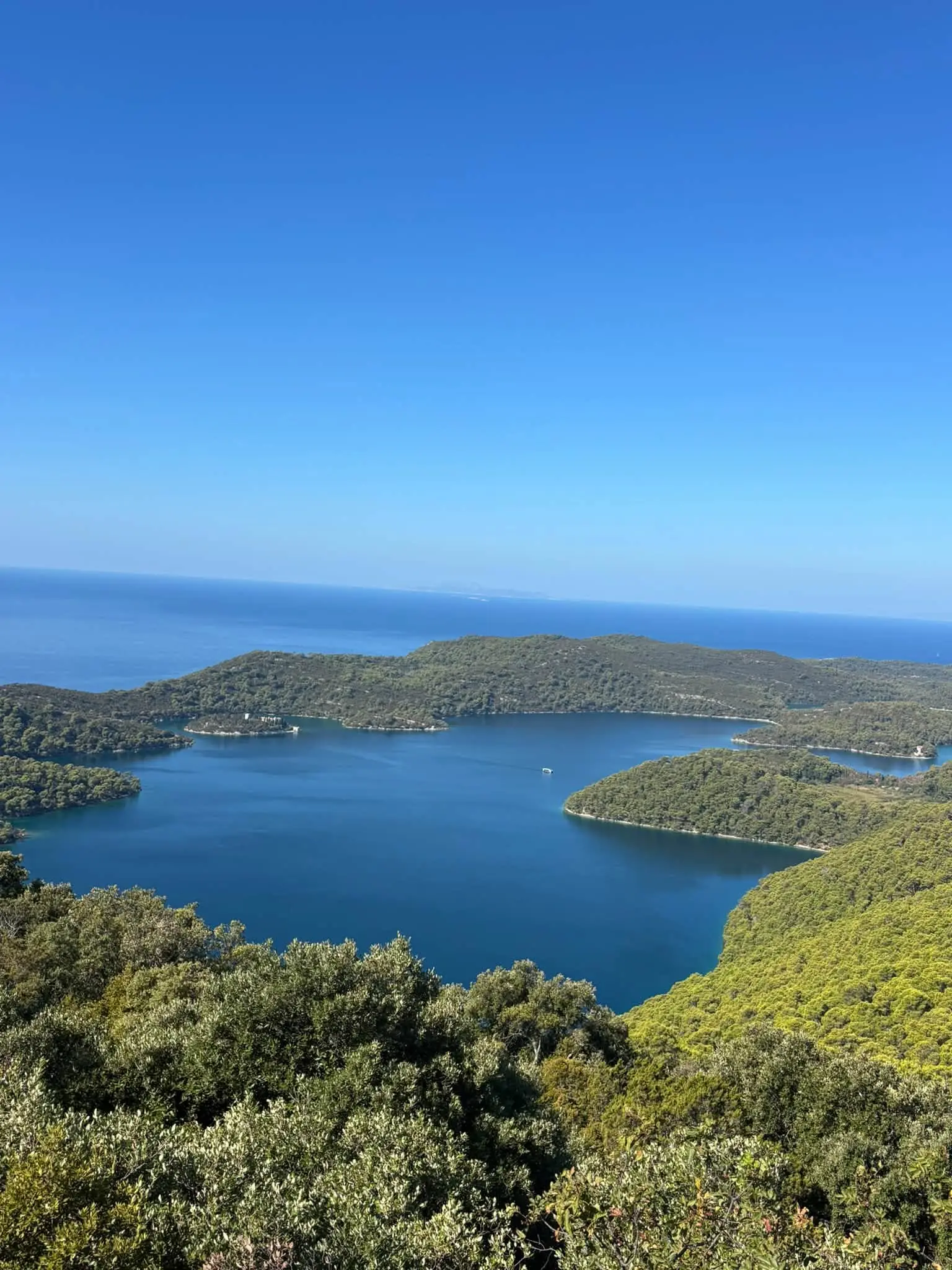 View from the summit of Montokuc over Mljet's lakes and the Adriatic