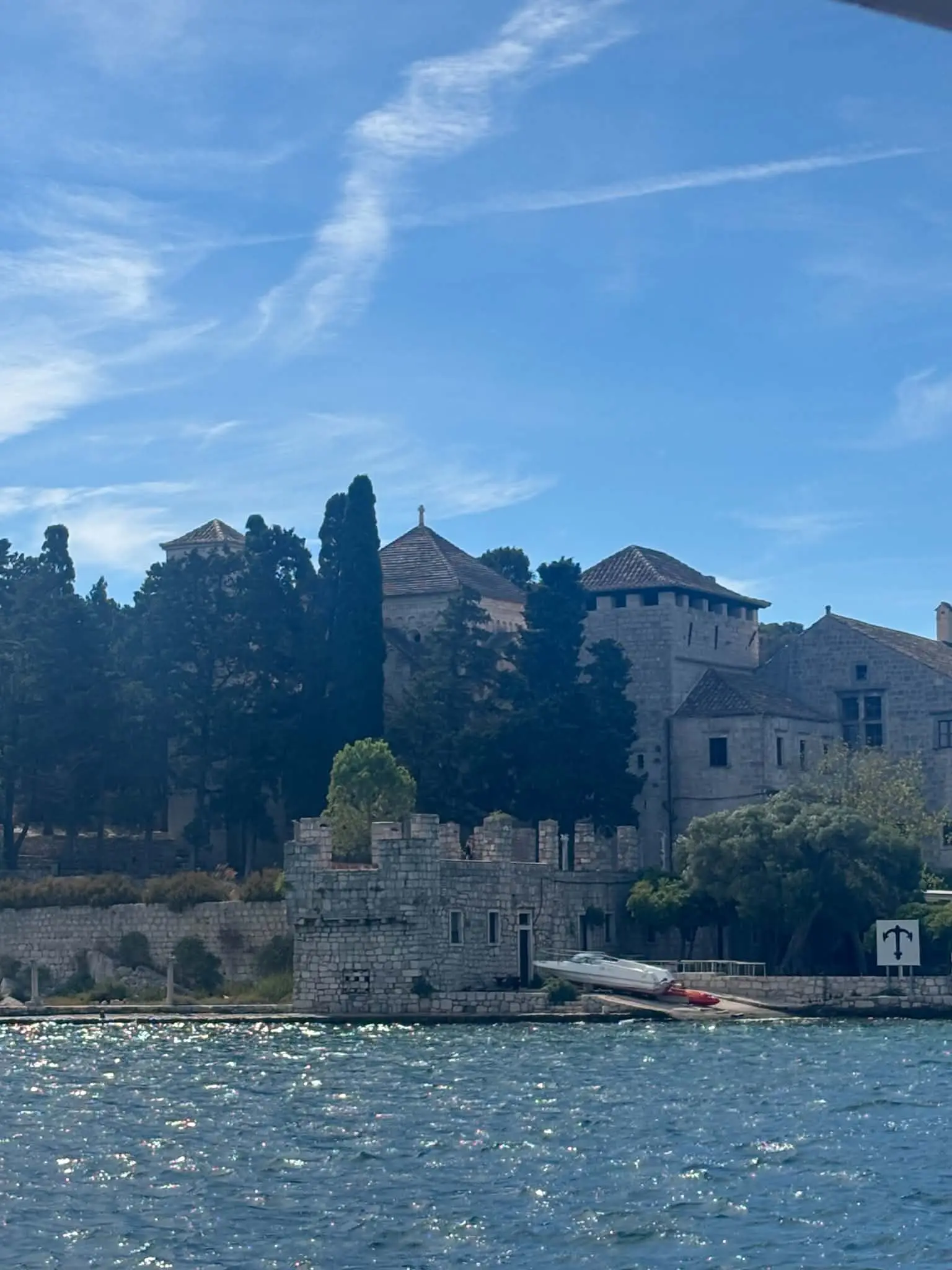 The 12th century Benedictine monastery on St Mary's Island in Mljet's Great Lake