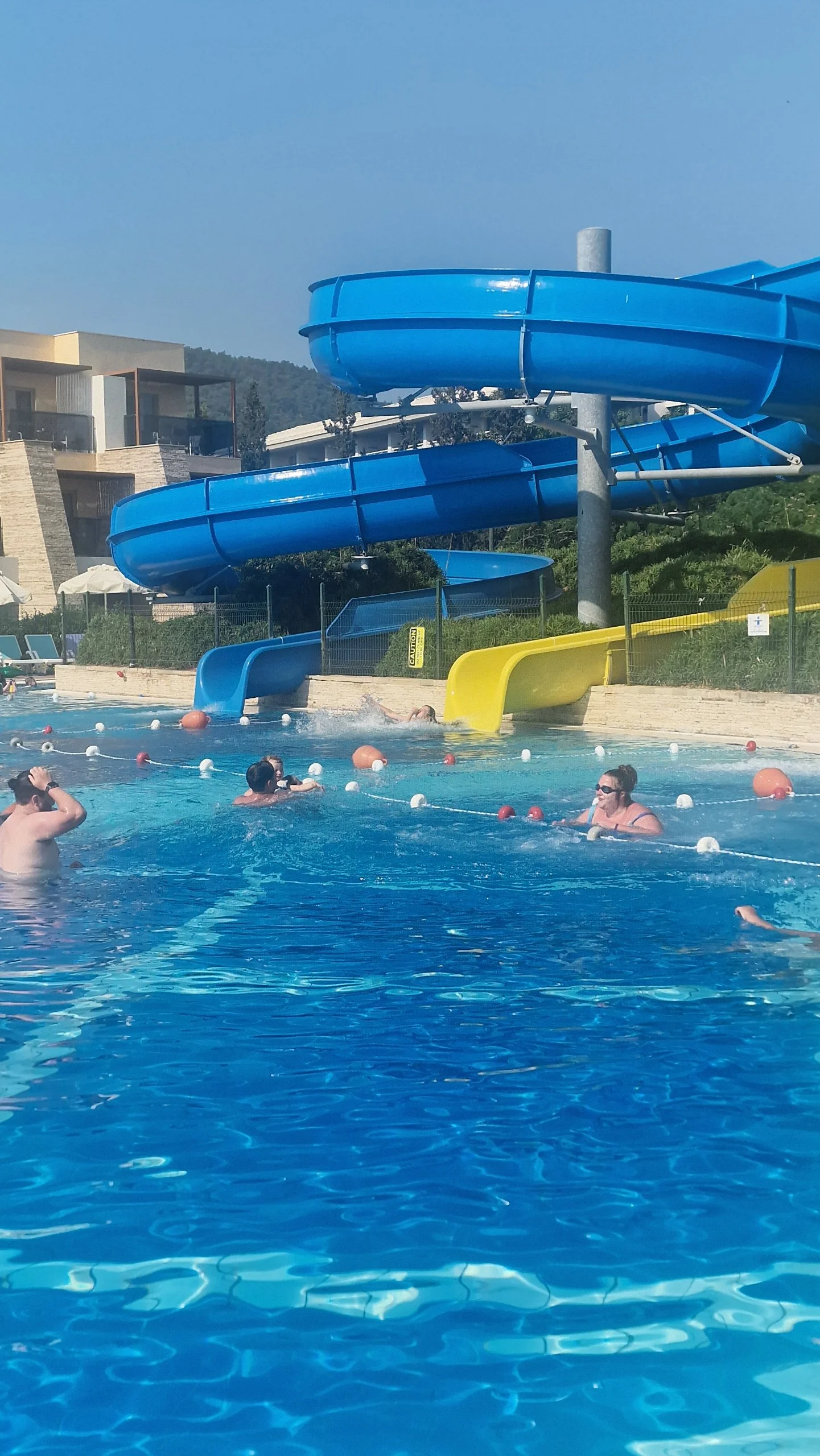 pool area with waterslides
